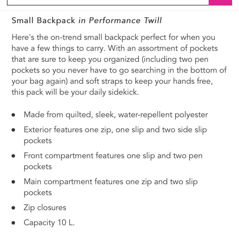 Small black Vera Bradley backpack in performance twill. For campus life. 9”x 12” - Picture 10 of 12